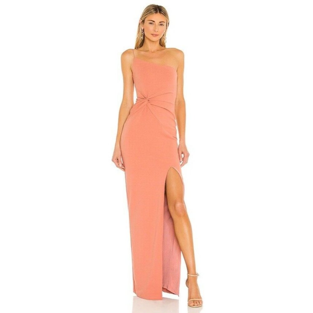 Nookie x REVOLVE Lust One Shoulder Dress Salmon Orange Pink Twist XS NWOT $289